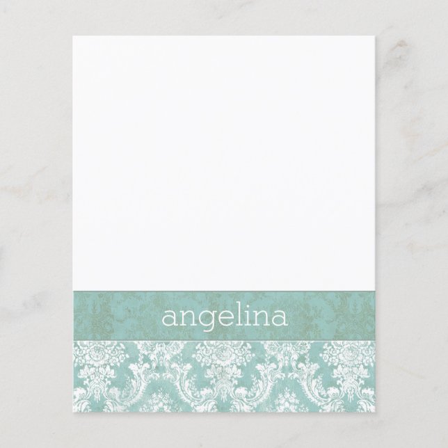 Ice Blue  Damask Patroon met Grungy Finish (Voorkant)