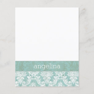Ice Blue Damask Patroon met Grungy Finish