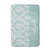 Ice Blue Damask Patroon met Grungy Finish Badmat (Voorkant Verticaal)