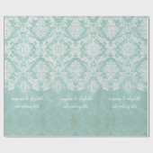 Ice Blue  Damask Patroon met Grungy Finish Cadeaupapier (Vlak)