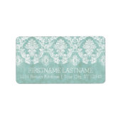 Ice Blue  Damask Patroon met Grungy Finish Etiket (Voorkant)