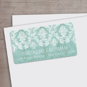 Ice Blue  Damask Patroon met Grungy Finish Etiket