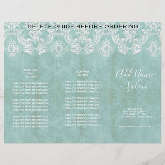 Ice Blue  Damask Patroon met Grungy Finish Flyer (Voorkant)