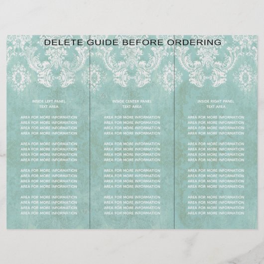 Ice Blue  Damask Patroon met Grungy Finish Flyer (Achterkant)