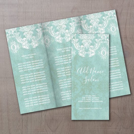 Ice Blue  Damask Patroon met Grungy Finish Flyer