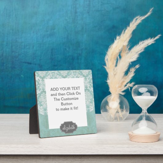 Ice Blue  Damask Patroon met Grungy Finish Fotoplaat (Insitu)