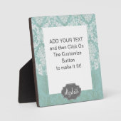 Ice Blue  Damask Patroon met Grungy Finish Fotoplaat (Voorkant)