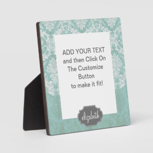 Ice Blue  Damask Patroon met Grungy Finish Fotoplaat