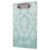 Ice Blue  Damask Patroon met Grungy Finish Klembord (Links)