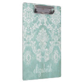Ice Blue  Damask Patroon met Grungy Finish Klembord (Rechts)