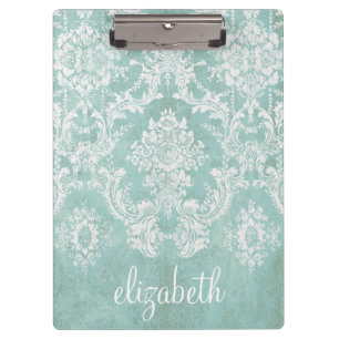 Ice Blue  Damask Patroon met Grungy Finish Klembord