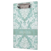 Ice Blue  Damask Patroon met Grungy Finish Klembord (Links)