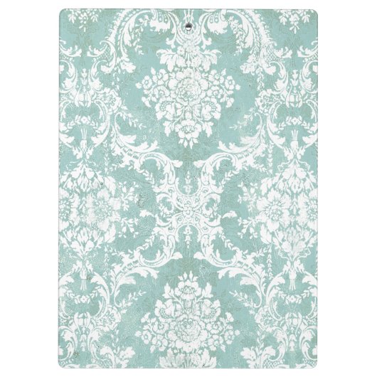 Ice Blue  Damask Patroon met Grungy Finish Klembord (Achterkant)