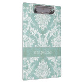 Ice Blue  Damask Patroon met Grungy Finish Klembord (Rechts)