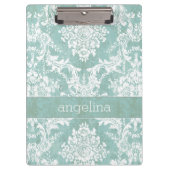 Ice Blue Damask Patroon met Grungy Finish Klembord (Voorkant)