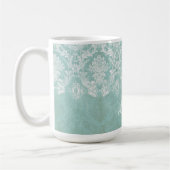 Ice Blue  Damask Patroon met Grungy Finish Koffiemok (Links)