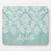 Ice Blue  Damask Patroon met Grungy Finish Muismat (Voorkant)