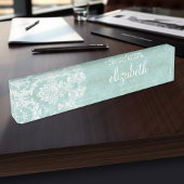 Ice Blue  Damask Patroon met Grungy Finish Naambordje