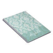 Ice Blue  Damask Patroon met Grungy Finish Notitieboek (Rechterzijde)