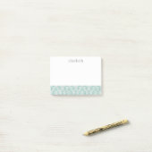 Ice Blue  Damask Patroon met Grungy Finish Post-it® Notes (Op bureau)