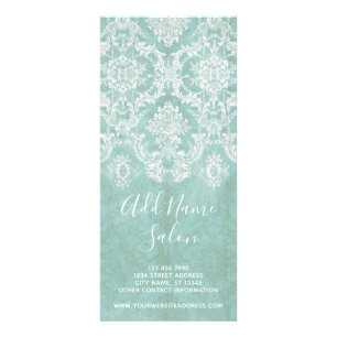 Ice Blue Damask Patroon met Grungy Finish Reclamekaart