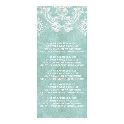 Ice Blue  Damask Patroon met Grungy Finish Reclamekaart (Achterkant)
