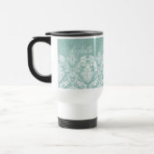 Ice Blue  Damask Patroon met Grungy Finish Reisbeker (Links)