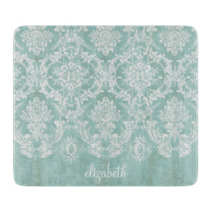 Ice Blue  Damask Patroon met Grungy Finish Snijplank