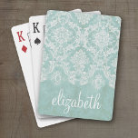 Ice Blue  Damask Patroon met Grungy Finish Speelkaarten<br><div class="desc">Een motief met een trendy design met juweeltinten en elegantie. Items zijn gemakkelijker aan te passen wanneer u eerst alle tekst en foto's vervangt. Als uw onderdeel nog moet worden aangepast, klikt u op deze knop aanpassen. Dit brengt u naar een ontwerpgebied waar u dingen kunt verplaatsen en zelfs lettertypen...</div>