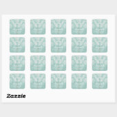 Ice Blue  Damask Patroon met Grungy Finish Vierkante Sticker (Vel)