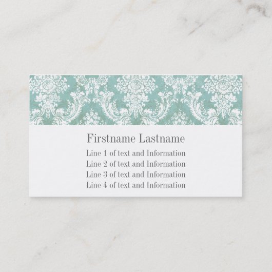 Ice Blue  Damask Patroon met Grungy Finish Visitekaartje (Achterkant)