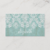 Ice Blue  Damask Patroon met Grungy Finish Visitekaartje (Voorkant)