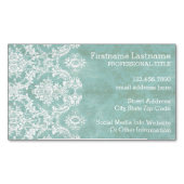 Ice Blue  Damask Patroon met Grungy Finish Visitekaartje Magneet (Voorkant)