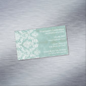Ice Blue  Damask Patroon met Grungy Finish Visitekaartje Magneet (Voorbeeld)