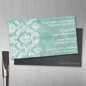 Ice Blue  Damask Patroon met Grungy Finish Visitekaartje Magneet