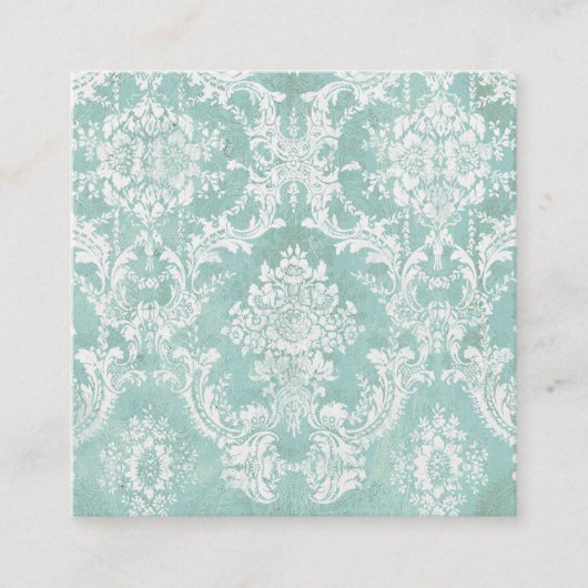 Ice Blue  Damask Pattern 5 contactlijnen Vierkante Visitekaartje (Voorkant)