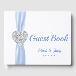 Ice Blue Diamond Heart Wedding Guestbook Gastenboek