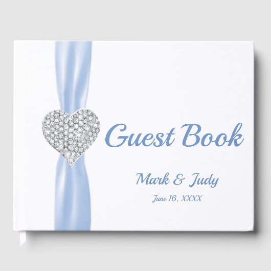 Ice Blue Diamond Heart Wedding Guestbook Gastenboek (Voorkant)