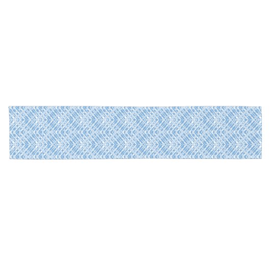 Ice Blue Diamond Plaid Patroon Modern Korte Tafelloper (Horizontaal)
