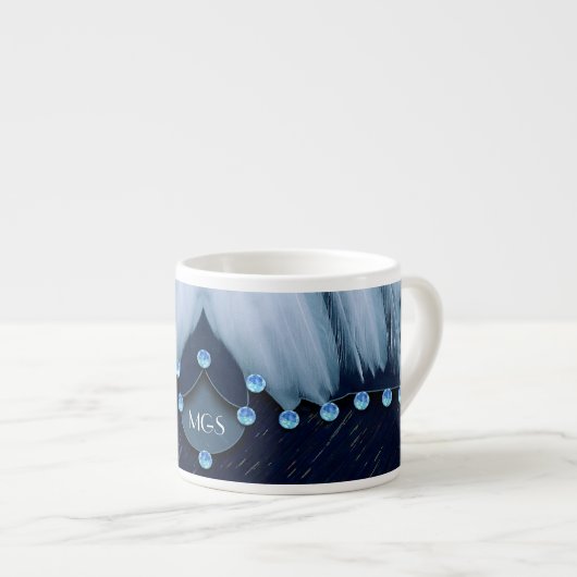 Ice Blue Diamonds en Feathers Espresso Kop (Voorkant rechts)