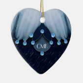 Ice Blue Diamonds en Feathers Keramisch Ornament (Rechts)