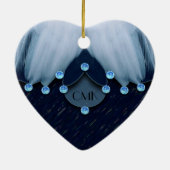 Ice Blue Diamonds en Feathers Keramisch Ornament (Achterkant)