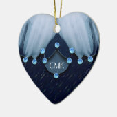 Ice Blue Diamonds en Feathers Keramisch Ornament (Links)