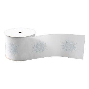 Ice Blue Elegant Sneeuwvlok Kerstcadeauverpakking Grosgrain Lint