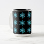 Ice Blue en Black Snowflake Pattern Coffee Mok (Voorkant links)
