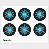 Ice Blue en Black Snowflake Ronde Sticker (Vel)