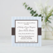 Ice Blue en Dark Brown Inset Square Invitations Kaart (Staand voorkant)