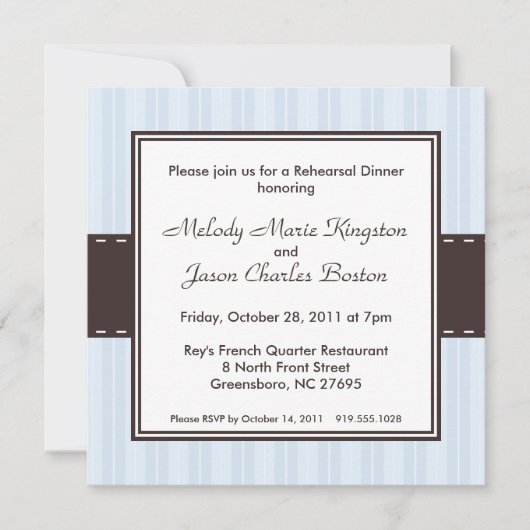 Ice Blue en Dark Brown Inset Square Invitations Kaart (Voorkant)