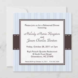 Ice Blue en Dark Brown Inset Square Invitations Kaart