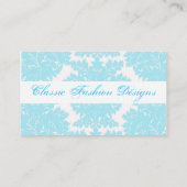 Ice Blue en Linen Damask Visitekaartjes (Achterkant)